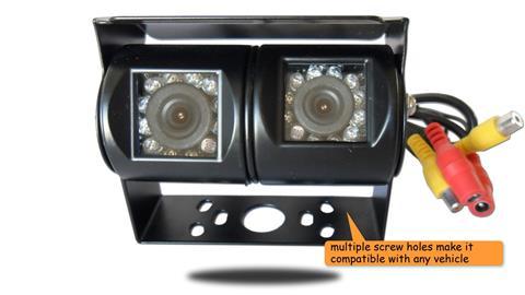Wireless Double Lens RV Backup Camera with a Full Replacement Visor Monitor