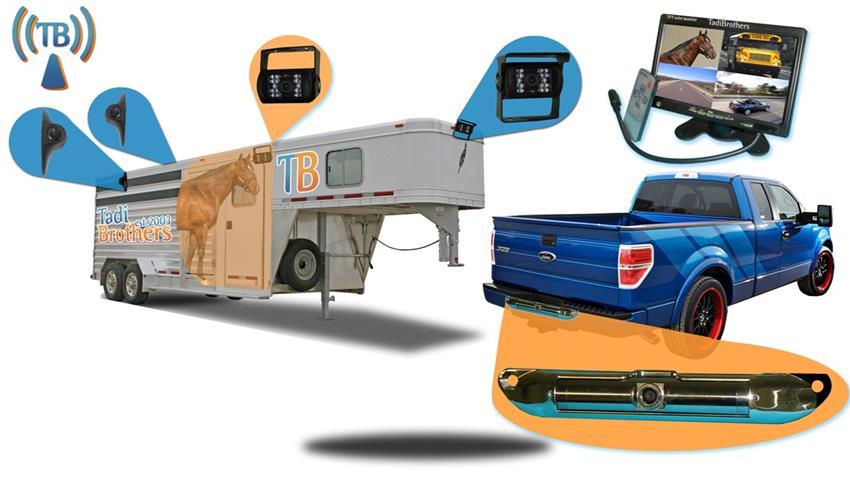 Horse Trailer Backup System With 5 wireless cameras and a Rear-View Monitor