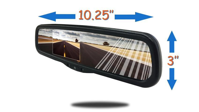 4.3-Inch Full Mirror with Bluetooth and Camera Screen