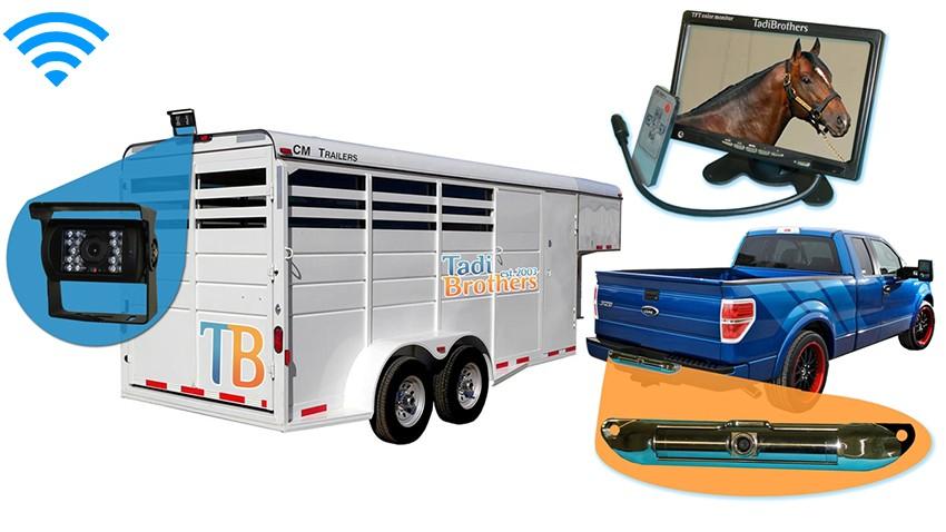 Wireless Horse Trailer Rear View System including 1 trailer and 1 truck camera with Monitor