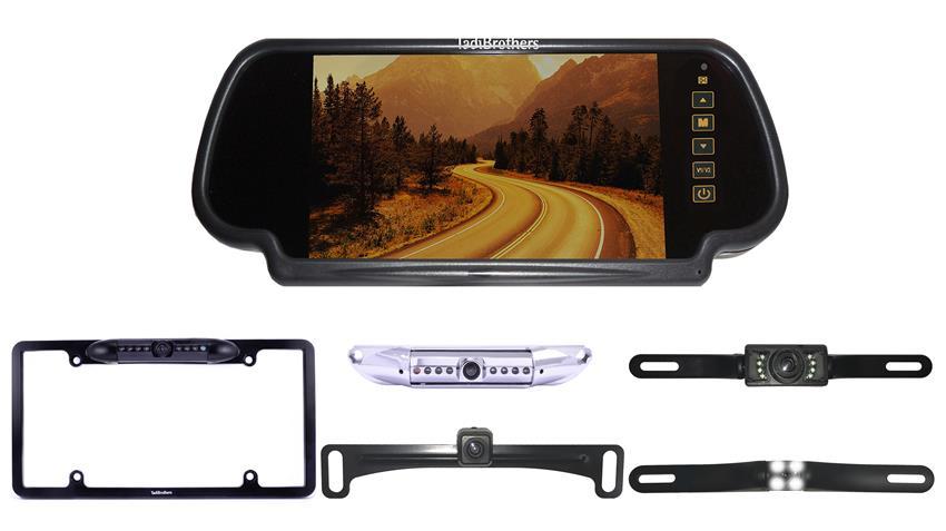 License Plate Backup Camera with Rear View Mirror Monitor