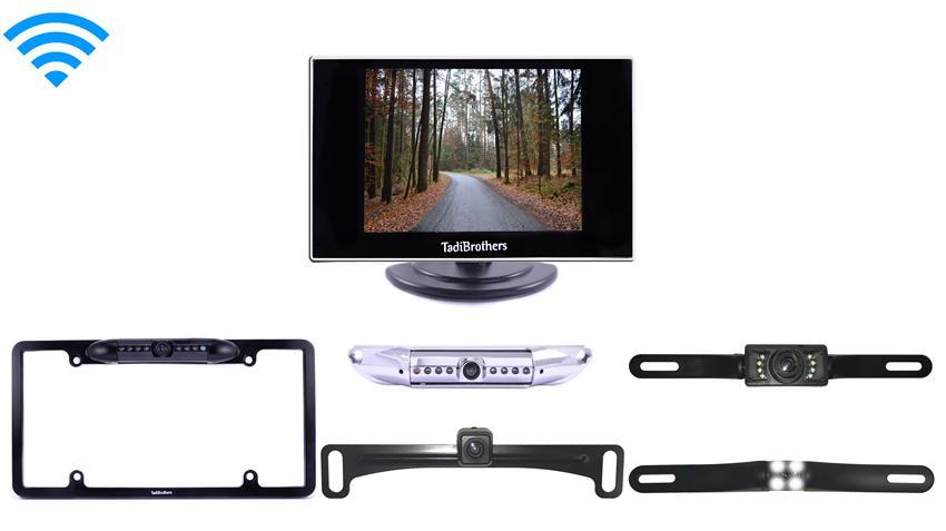 Wireless License Plate Backup Camera with a Small Rear View Monitor