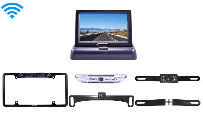 Wireless License Plate Backup Camera with a Rear View Pop-Up Monitor