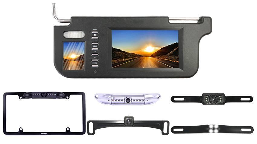License Plate Backup Camera with Visor Replacement Monitor 