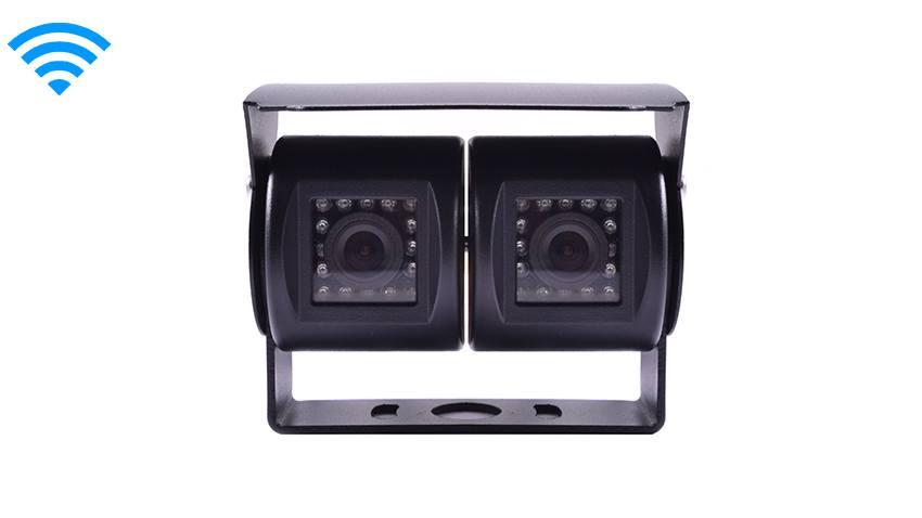 Wireless Double Lens RV Backup Camera with a Full Replacement Visor Monitor