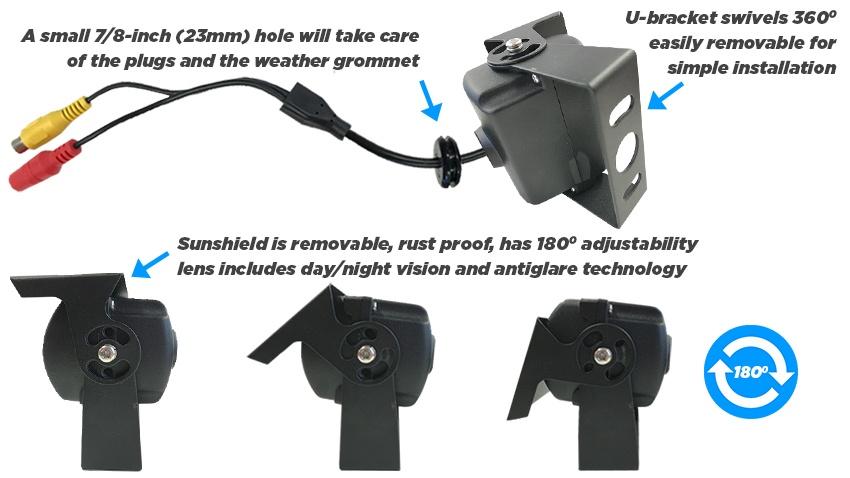 Wireless 30° Zoomed 12mm Lens RV Backup Camera With Adjustable Bracket