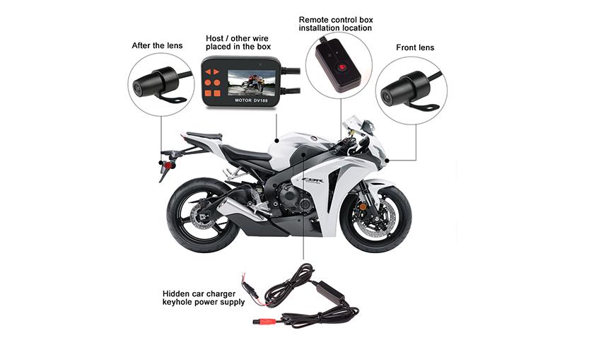 Motorcycle DVR Recording System With 2 Cameras Resolution 1080p