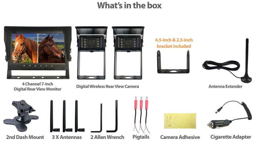 Digital Wireless Horse Trailer Rearview System with 2 Cameras