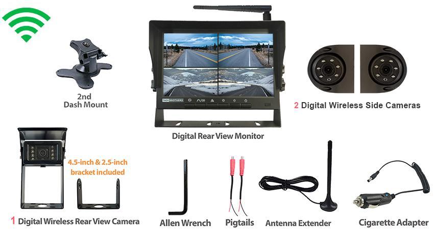 Digital Wireless Rear View System for RV with 1 RV Camera and Two Side ...