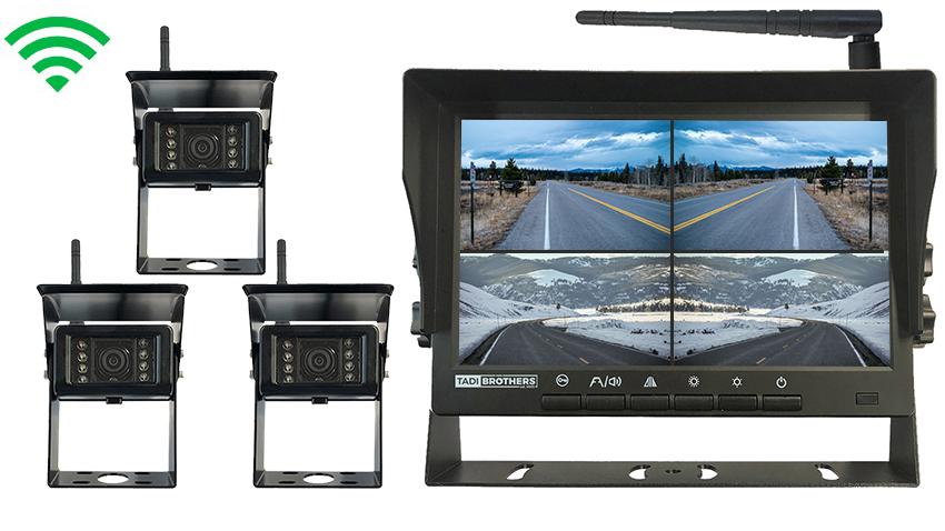 Digital Wireless Rear View System for RV with 3 Cameras and Monitor
