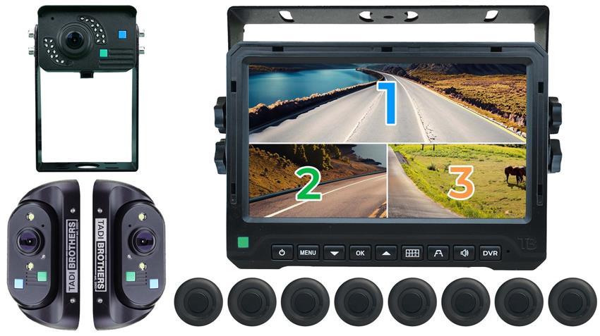 Heavy Duty 3 Camera Rear-View System with Sensors for Delivery Trucks in 1080P