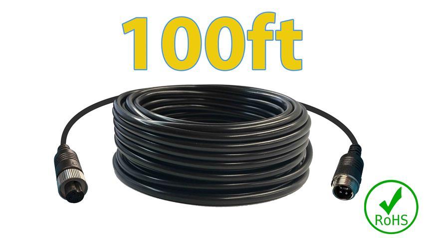 100ft 4 Pin Aviator Connection Locking Cable for Backup Camera