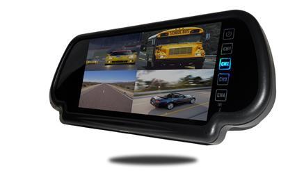 7-Inch Split Screen rearview Mirror for up to 4 Backup Cameras