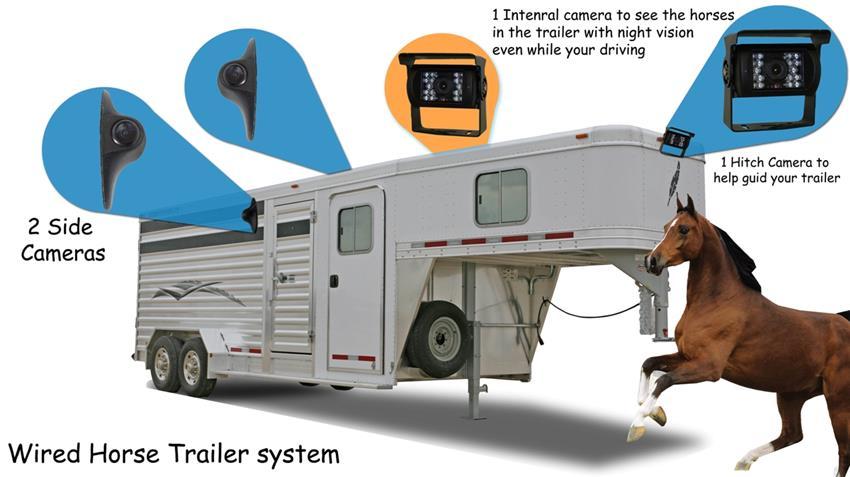 Horse Trailer Surveillance System with 2 Roof Cameras 2 Side Cameras and a Monitor