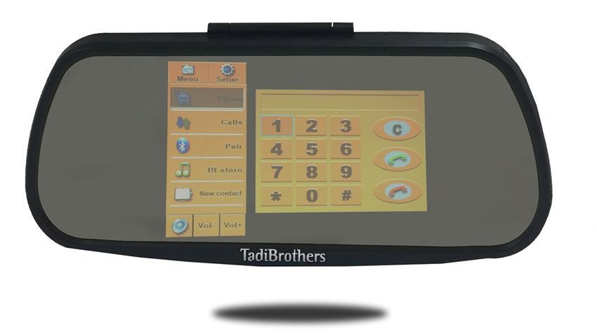 7-Inch Clip On Mirror with a Multi Media Touchscreen and Bluetooth Touch Keypad