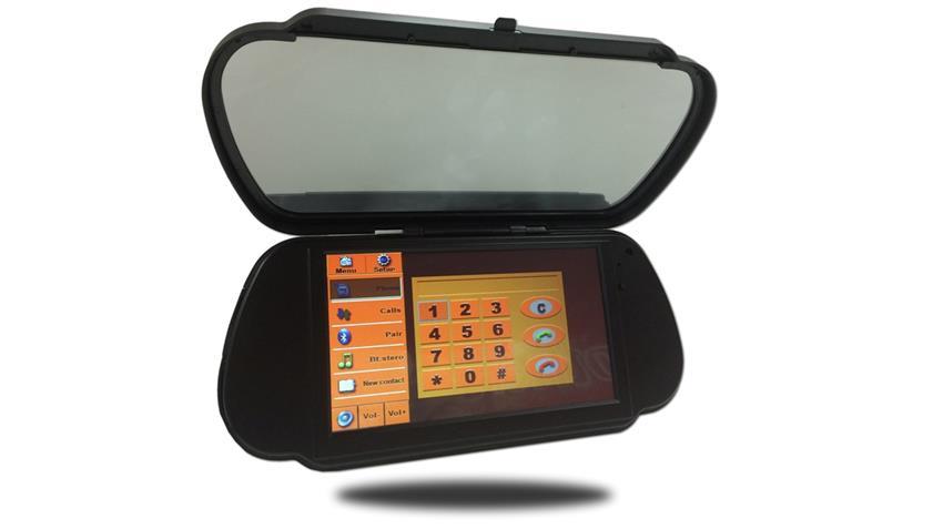 7-Inch Clip On Mirror with a Multi Media Touchscreen and Bluetooth Touch Keypad