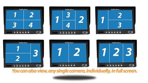 7-inch 1080P Waterproof Split Screen DVR Monitor for up to 4 Backup Cameras (AHD)