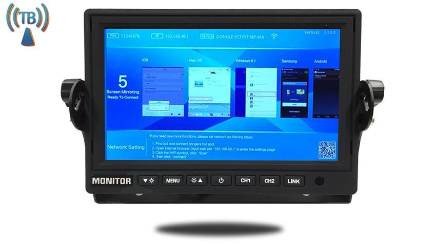 Wi-Fi Monitor and RV Backup Camera featuring mobile phone mirroring
