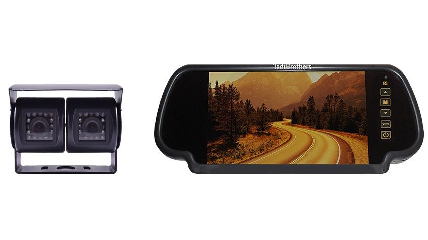 Double Lens RV Backup Camera with Clip on Mirror Monitor