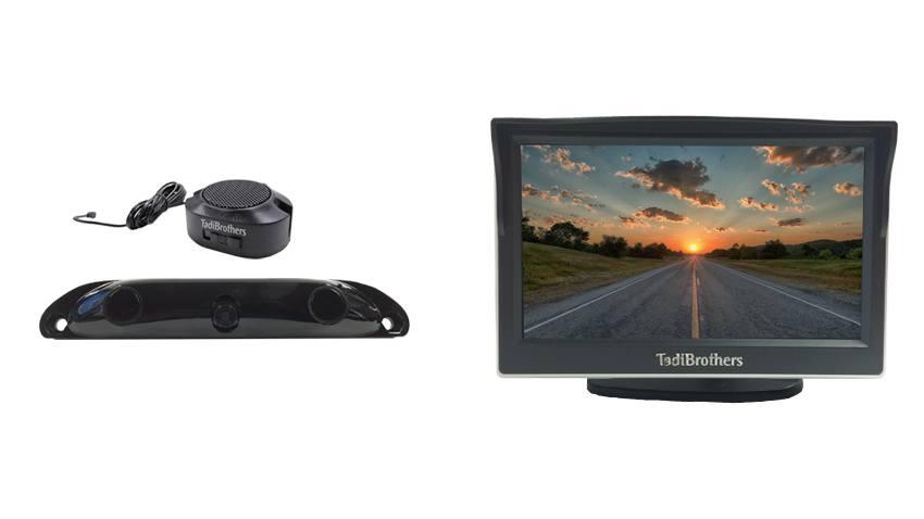License Plate Camera Bar with Built-in Parking Backup Sensor and a Monitor