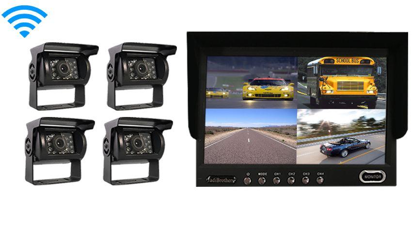 Rear View Wireless Backup System for RVs with 4 Cameras and Monitor