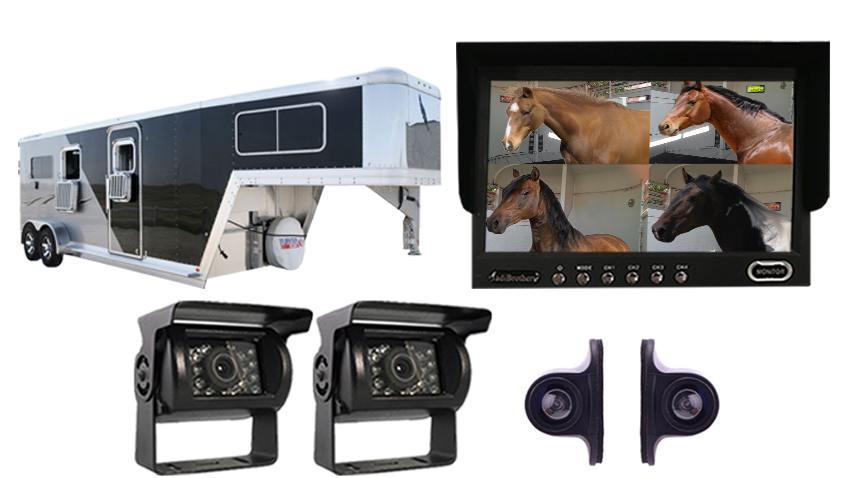 Horse Trailer Surveillance System with 2 Roof Cameras 2 Side Cameras and a Monitor
