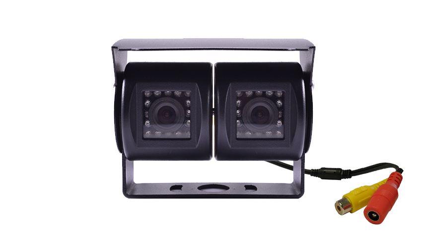 Double Lens RV Backup Camera with Clip on Mirror Monitor