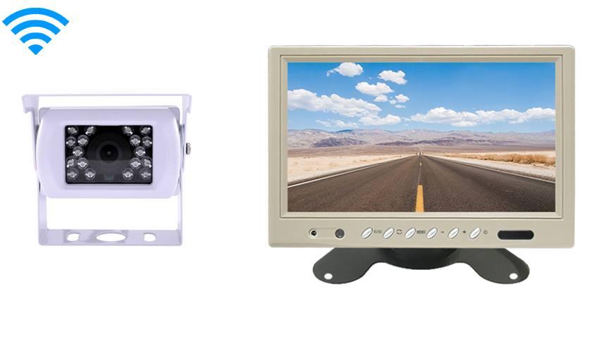 Wireless White RV Backup Camera with a White Rear View Monitor