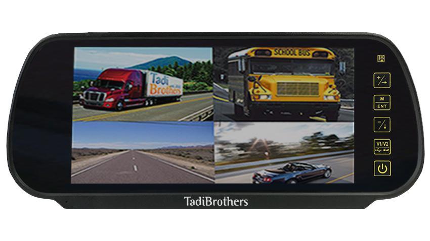 7-Inch Split Screen rearview Mirror for up to 4 Backup Cameras