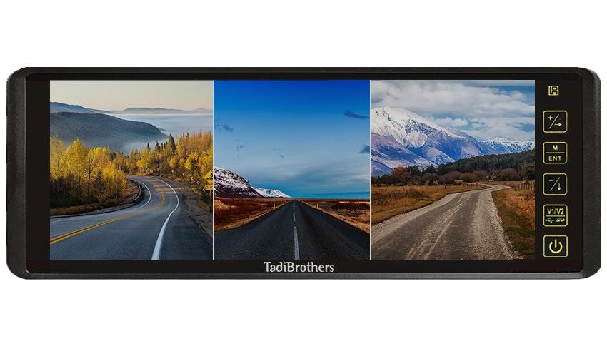 9-Inch Split Screen Mirror for up to 3 Backup Cameras