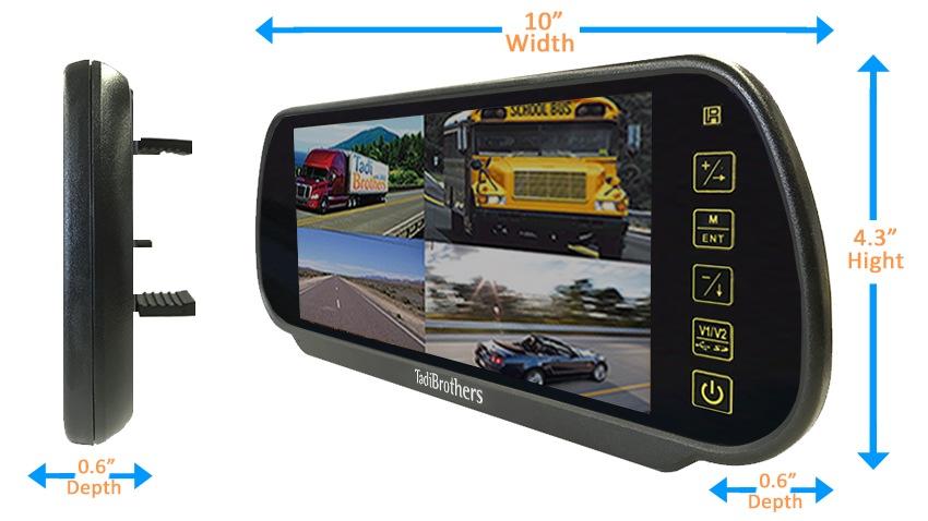 7-Inch Split Screen rearview Mirror for up to 4 Backup Cameras