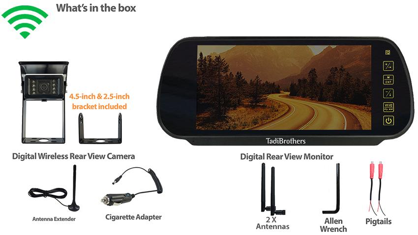 Digital Wireless Backup Camera with Mirror Monitor for RVs and Trailers