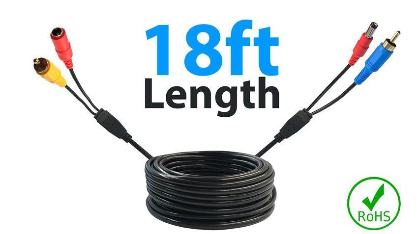 18ft RCA Premium Cable for Backup Camera