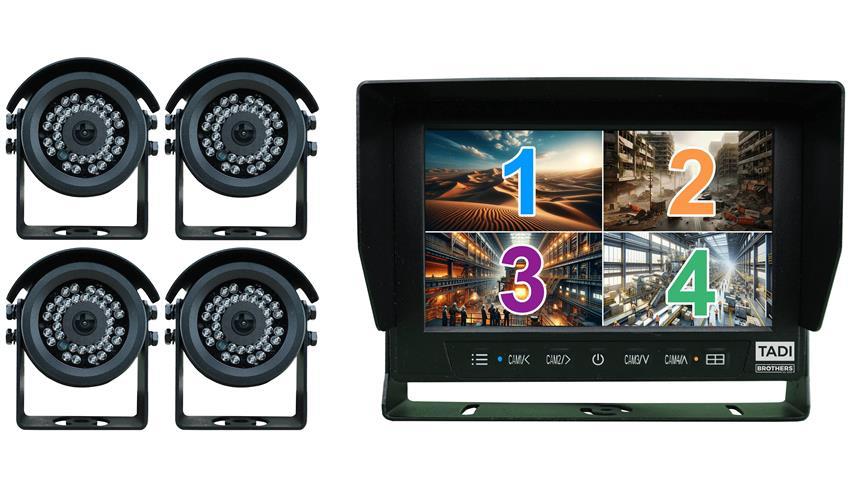 Tactical 7-Inch Ruggedized Monitor with 4 Military Grade Anti Explosion Cameras