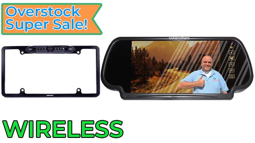OVERSTOCK Rear View Mirror with Wireless High Definition License Plate Backup Camera