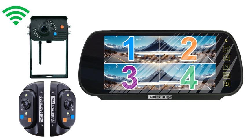 1080P Digital Wireless Rear View Mirror System with 1 RV Camera and Two Side Cameras (V3)