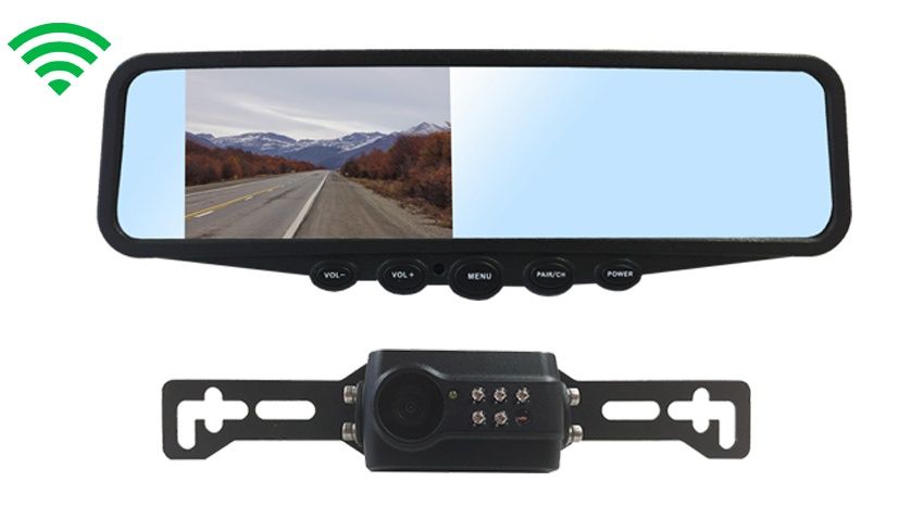 4.3-Inch Clip On Mirror Monitor with Built In Digital Wireless Slip On Backup Camera