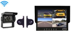 Wireless Rear-View System for RVs with 3 Cameras and Split Screen Monitor