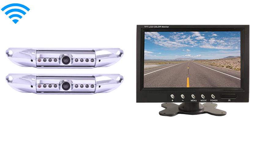 7-Inch Monitor | 2 Wireless License Plate Backup Cameras Great for Trucks, and Hooking up a trailer to your hitch!